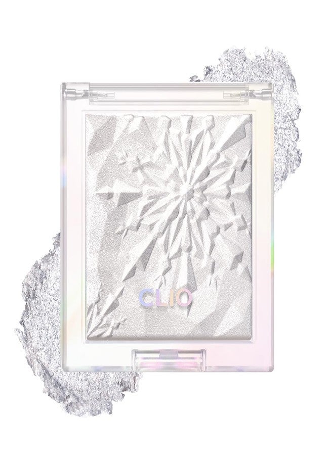 كليو بروفيشنال مكياج CLIO Prism Highlighter، مُضيء للوجه عالي اللمعان، بودرة مخبوزة ناعمة لامعة ببريق اللؤلؤ، جليتر يدوم طويلاً (6 ألوان) (03 كريستال مجمد، مقاس واحد) - Image 1